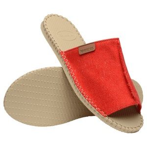 Havaianas Mule Evolution Flats Espadrilles Open Toe Sandal Ruby Red 6.5/036/38